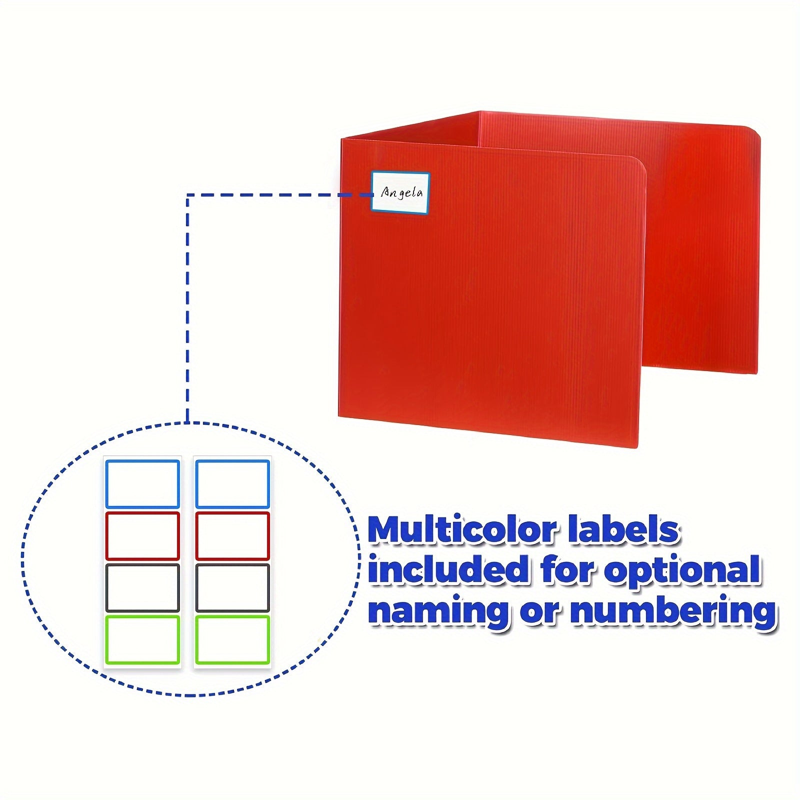 4 ta qizil plastik stol bo'linmalari to'plami - maktab va ish joylari uchun mustahkam, saqlash oson maxfiylik ekranlari