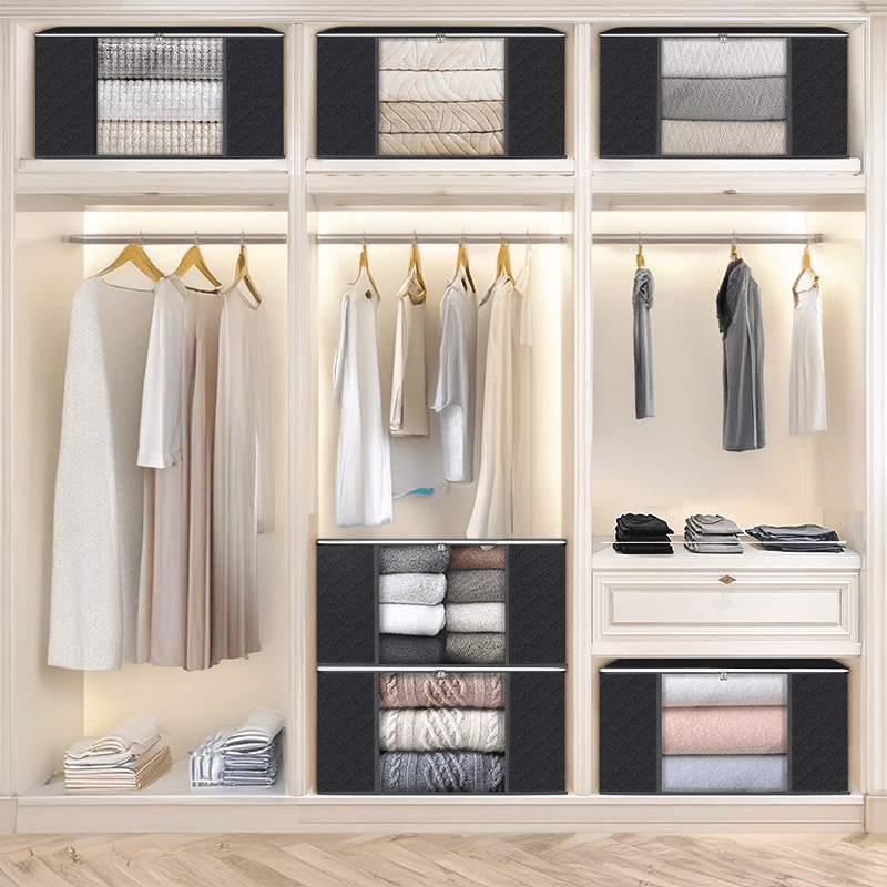 Juego de 4 cestas de tela plegables de gran capacidad para ropa, ropa de cama, dormitorio