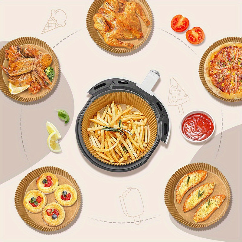 100 Pieces Disposable Non-Stick Parchment Paper Liners for Air Fryers Roasting Microwave