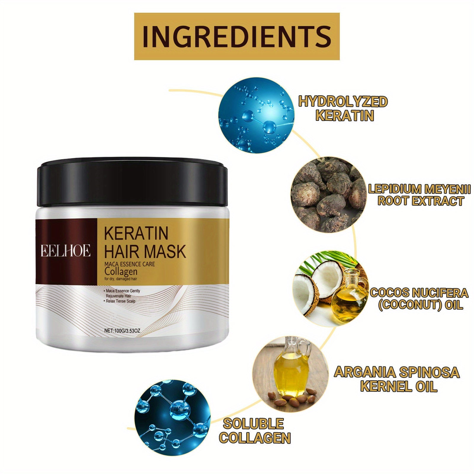 Keratin Hair Mask for Normal Hair Hydrating Nourishing Deep Conditioner