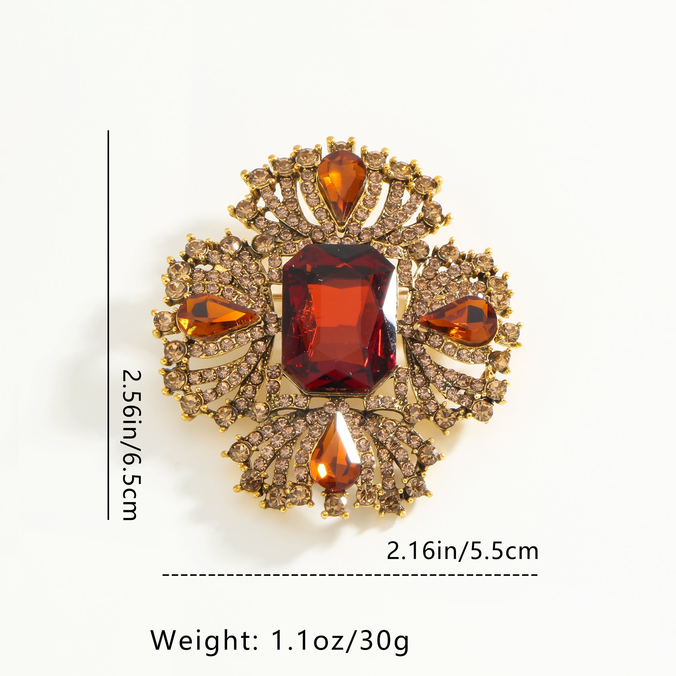 Ruby Rhinestone Brooch Pin for Women Elegant Jewelry Hypoallergenic