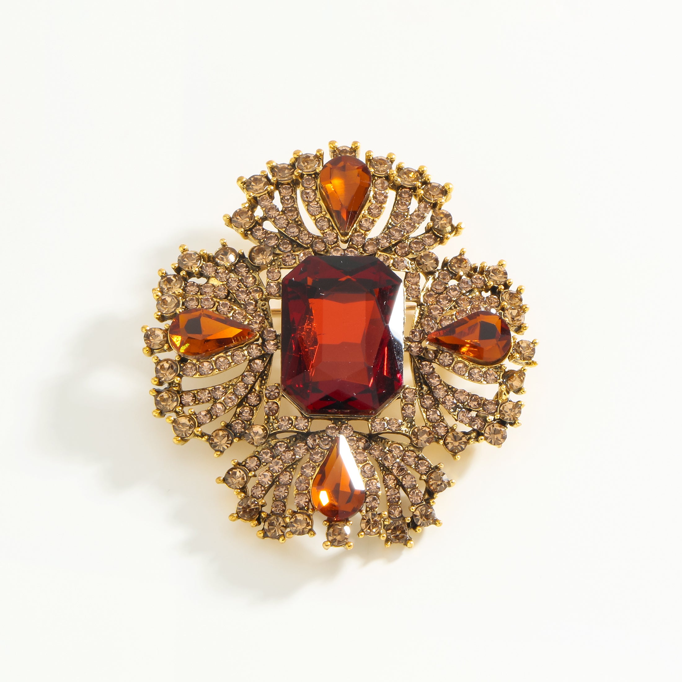 Ruby Rhinestone Brooch Pin for Women Elegant Jewelry Hypoallergenic