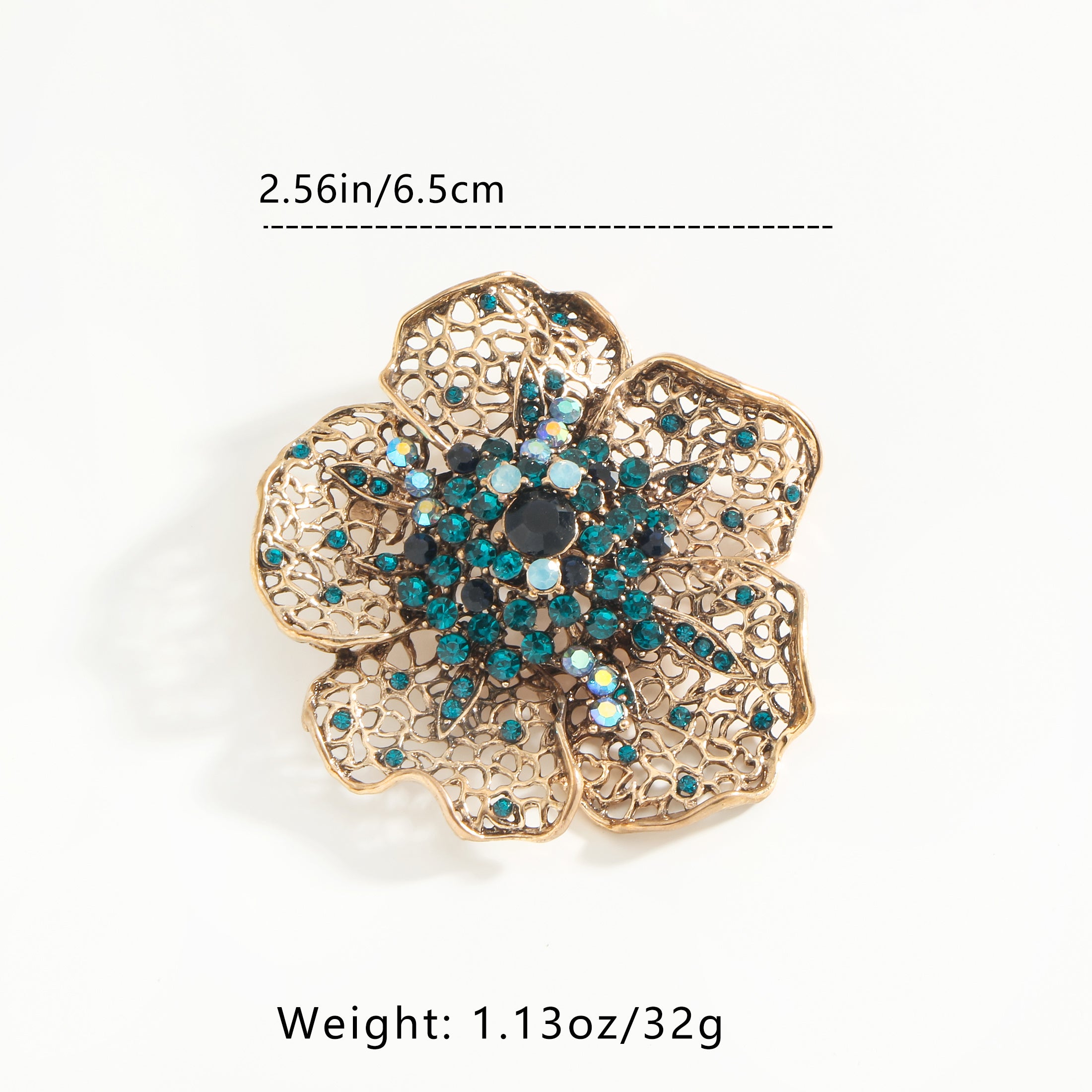 Women’s Rhinestone Flower Brooch Pin Hypoallergenic Jewelry for Daily Wear or Gifting