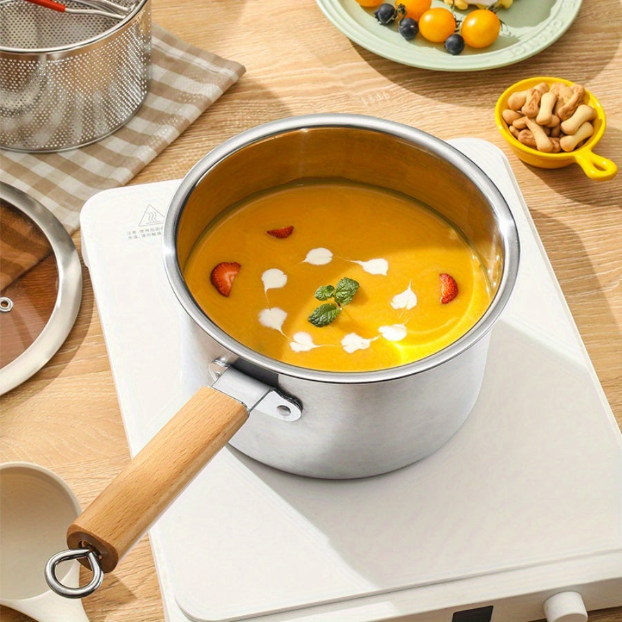 Stainless Steel Multi-Function Cooking Pot with Strainer for Boiling and Frying