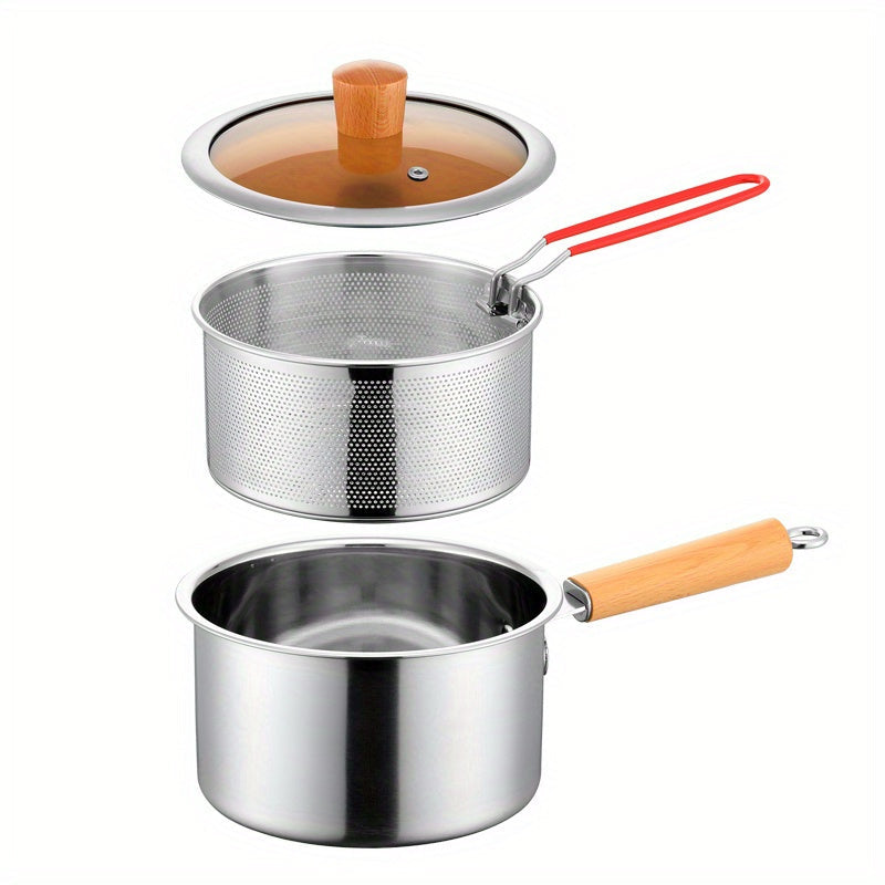 Stainless Steel Multi-Function Cooking Pot with Strainer for Boiling and Frying