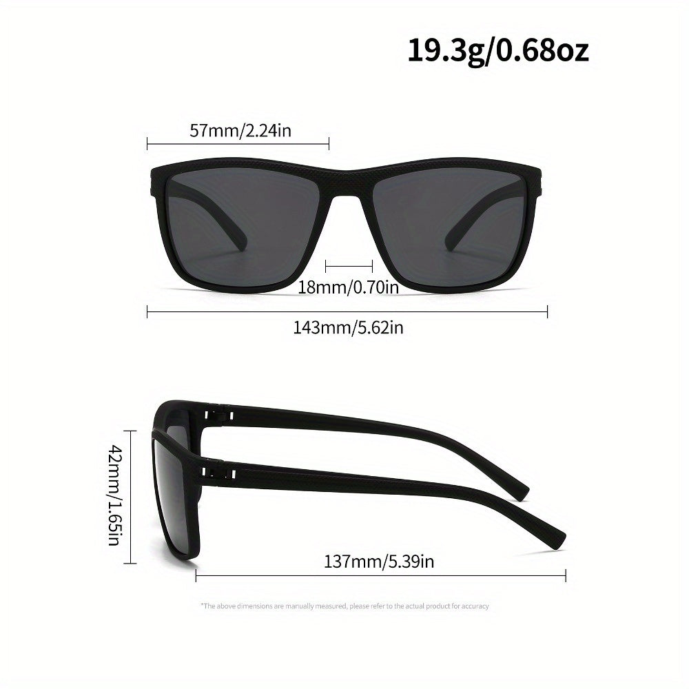 Set of 3 Polarized Square Frame Sunglasses for Men and Women Outdoor Travel and Photos