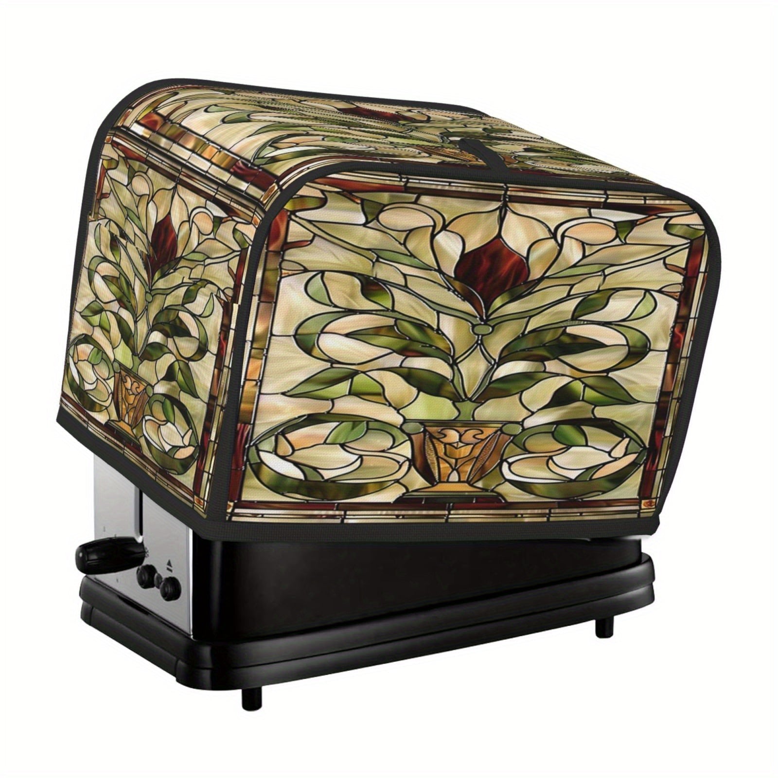 Toaster Cover for 2-Slice Bread with Stained Glass Pattern Washable Polyester Dust and Fingerprint Resistant
