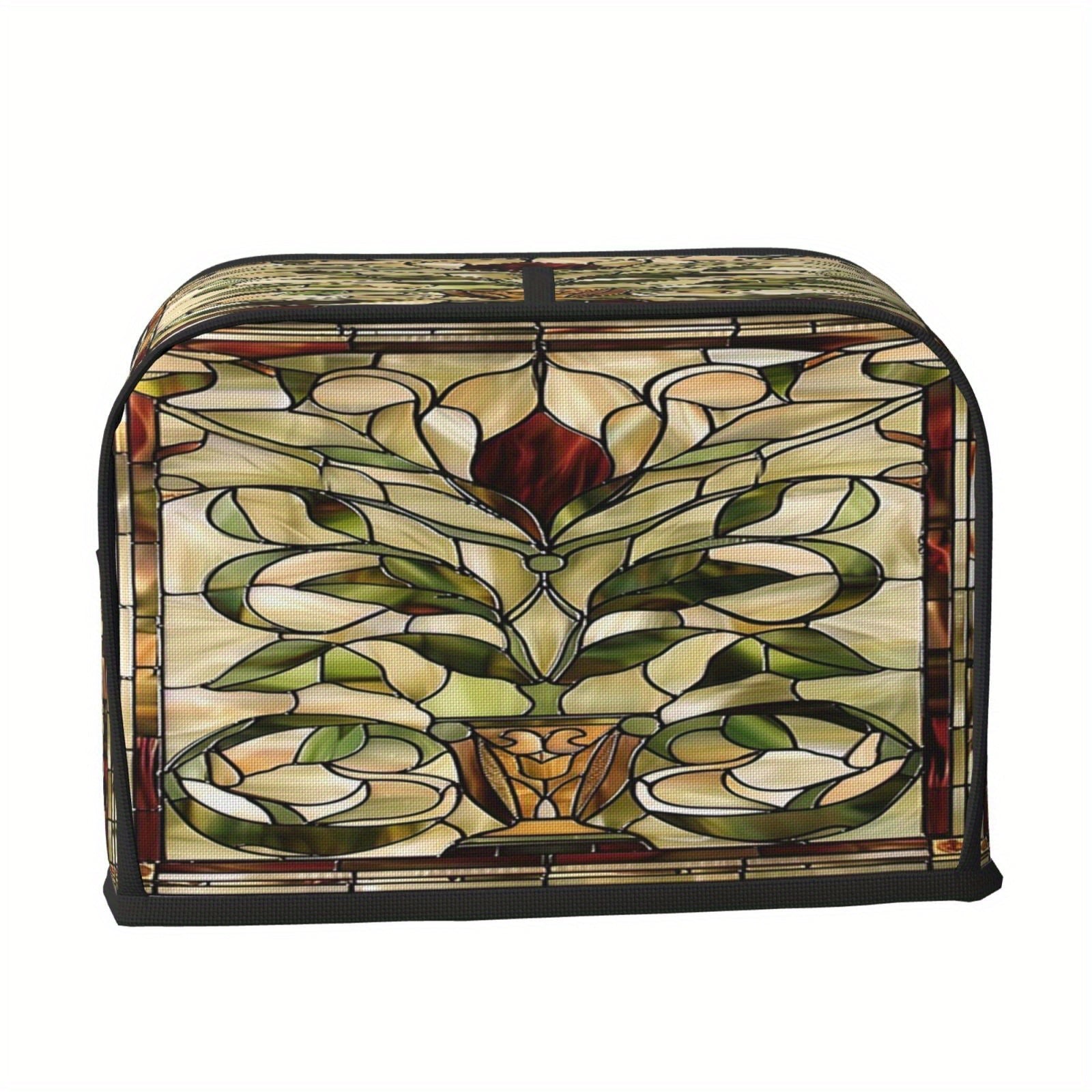 Toaster Cover for 2-Slice Bread with Stained Glass Pattern Washable Polyester Dust and Fingerprint Resistant