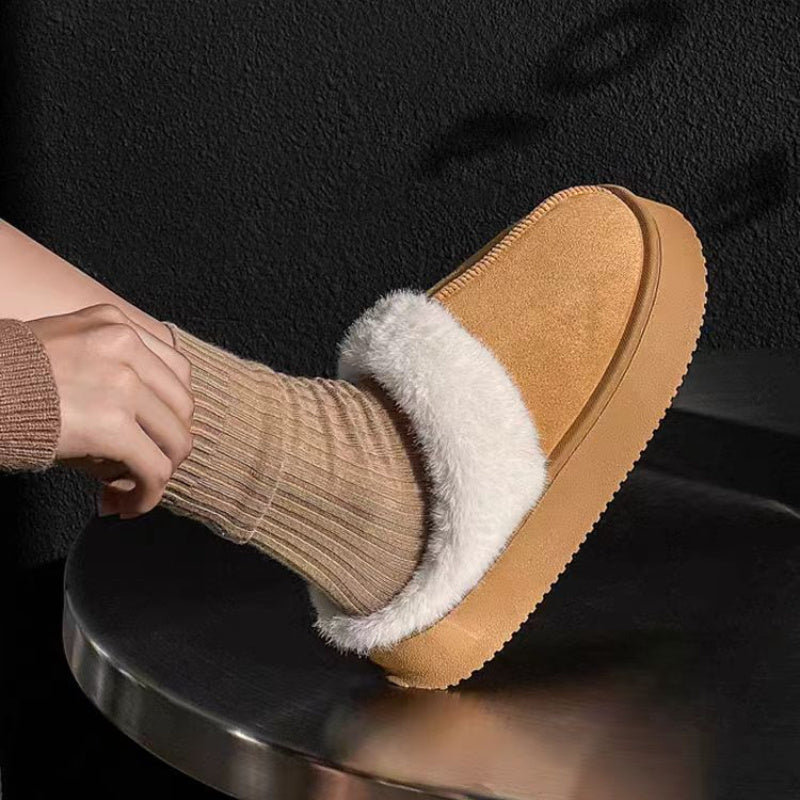 Women's Faux Fur Lined Winter Snow Boots Gray Warm Ankle Boots