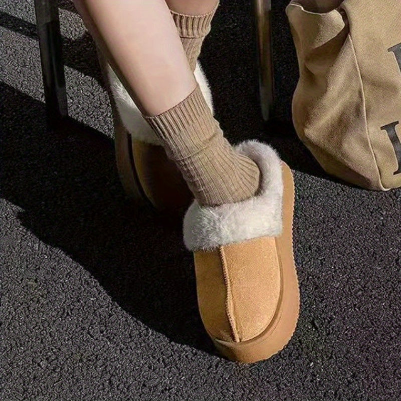 Women's Faux Fur Lined Winter Snow Boots Gray Warm Ankle Boots