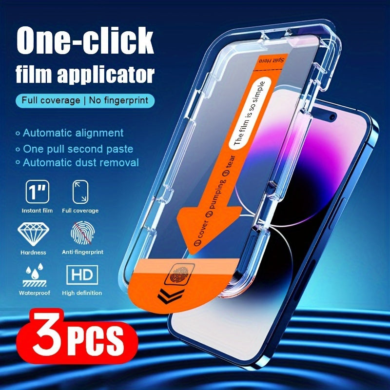 3-Pack Tempered Glass Screen Protector for iPhone Full Coverage HD Glossy Anti-Fingerprint
