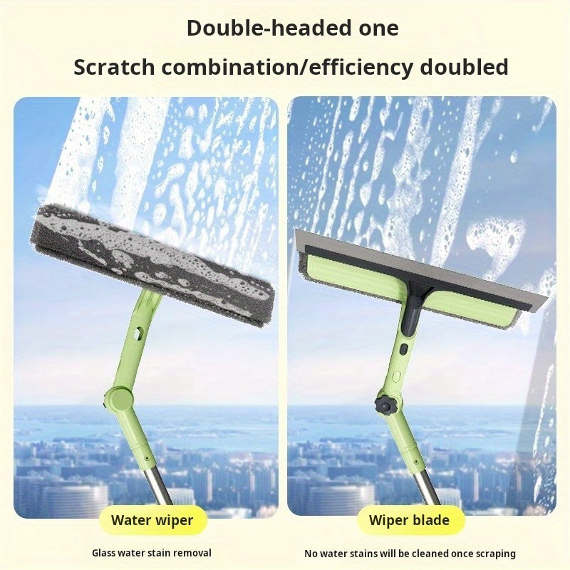2-in-1 Glass and Floor Cleaning Brush Telescopic Handle Multi-Scene Household Tool