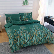 Geometric Floral Duvet Cover Set with Zipper Closure and Pillowcases Made of Breathable Polyester