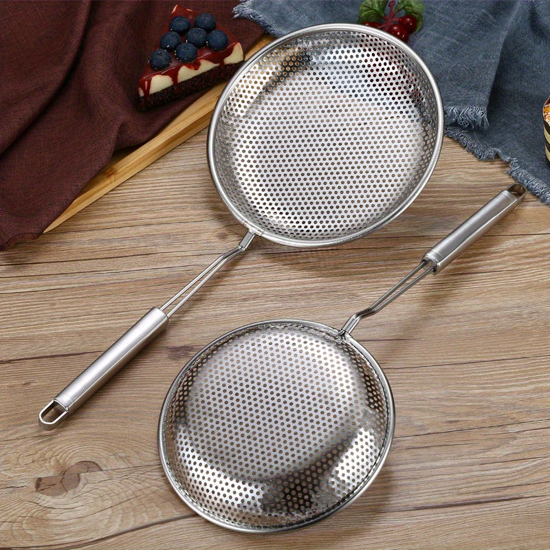 Set of Stainless Steel Colanders and Slotted Spoons, Multiple Sizes for Draining and Cooking