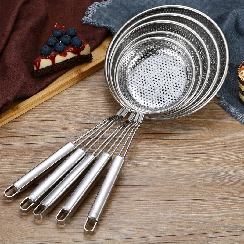 Set of Stainless Steel Colanders and Slotted Spoons, Multiple Sizes for Draining and Cooking