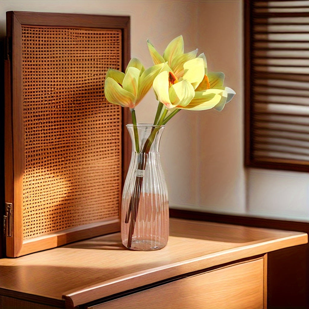 Boho Style Clear Plastic Vase Cylinder Shape Home Decor No Electricity