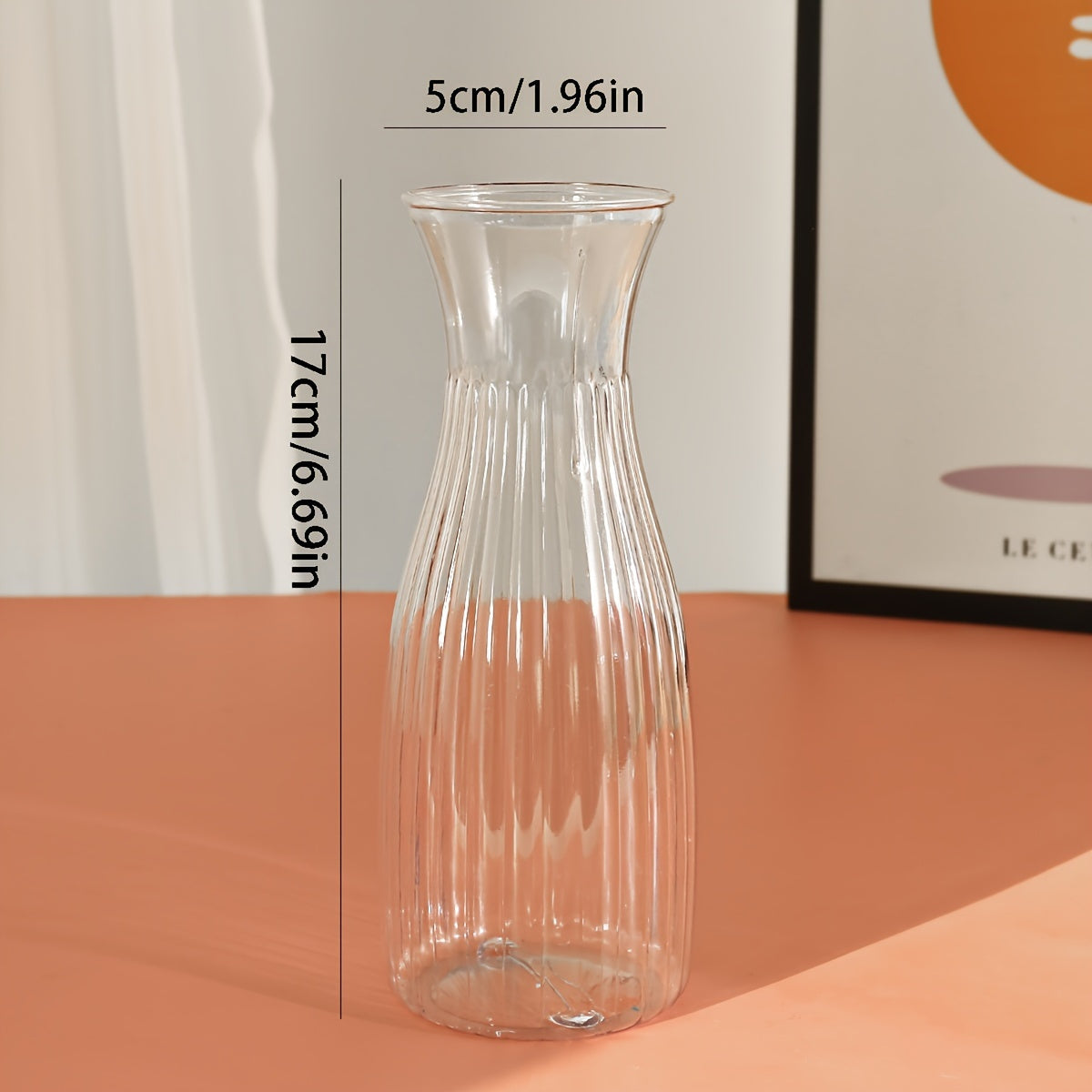 Boho Style Clear Plastic Vase Cylinder Shape Home Decor No Electricity