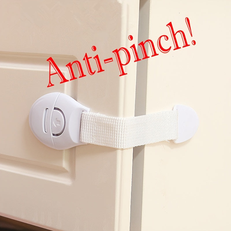 Pack of 10 White Plastic Childproof Safety Locks for Cabinets and Drawers