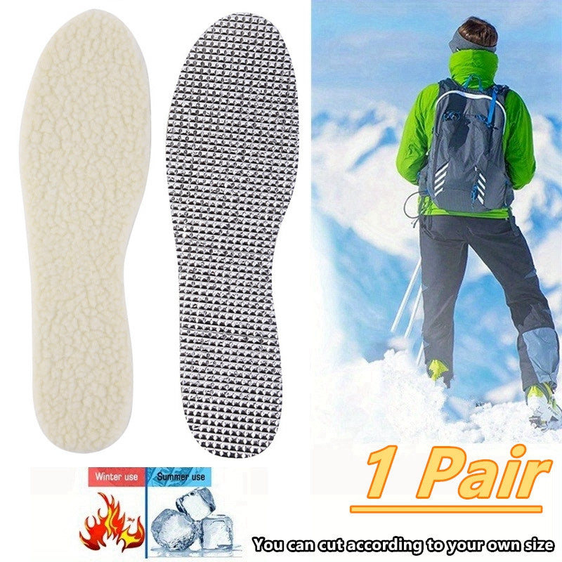 2 Pairs Warm Plush Aluminum Foil Insoles Waterproof Comfortable Shoe Pads