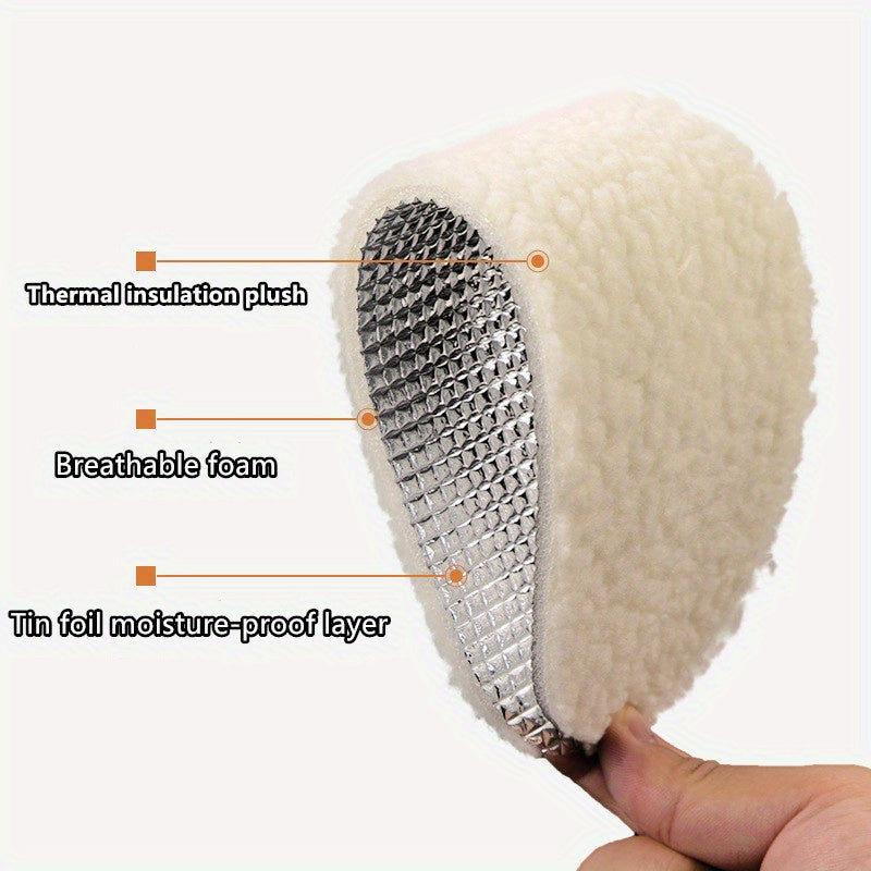 2 Pairs Warm Plush Aluminum Foil Insoles Waterproof Comfortable Shoe Pads