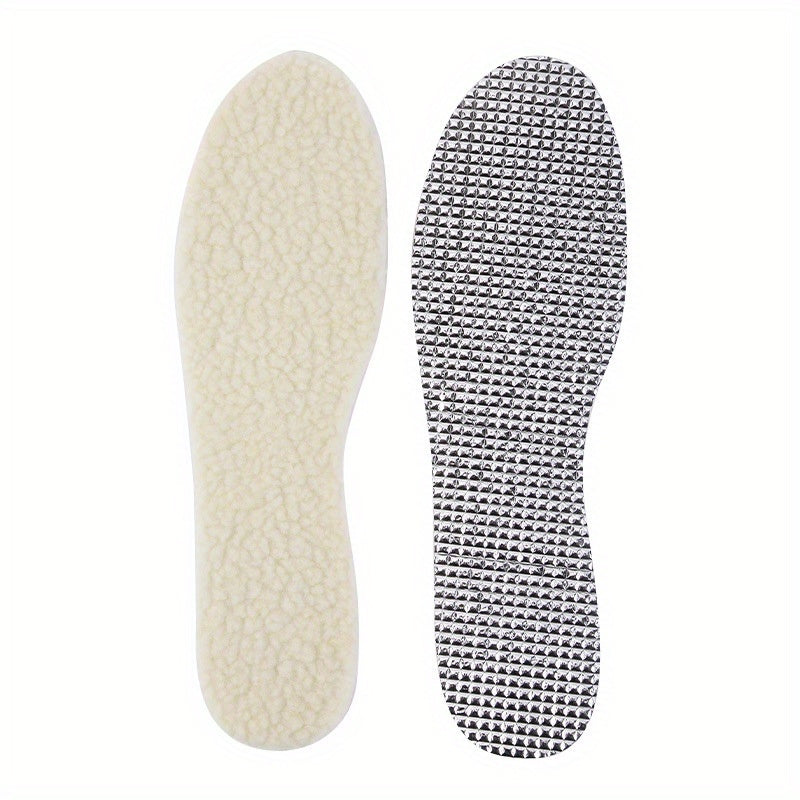 2 Pairs Warm Plush Aluminum Foil Insoles Waterproof Comfortable Shoe Pads