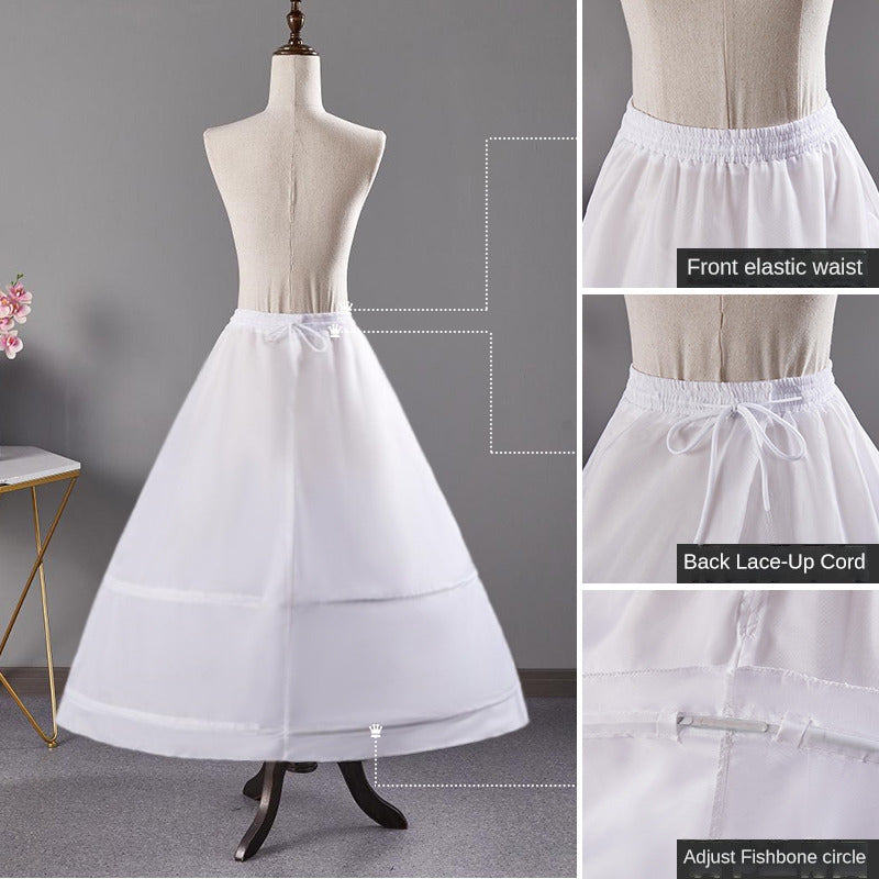 Women's Bridal Polyester Petticoat with 2 Hoops Adjustable Waist Lace-Up Back