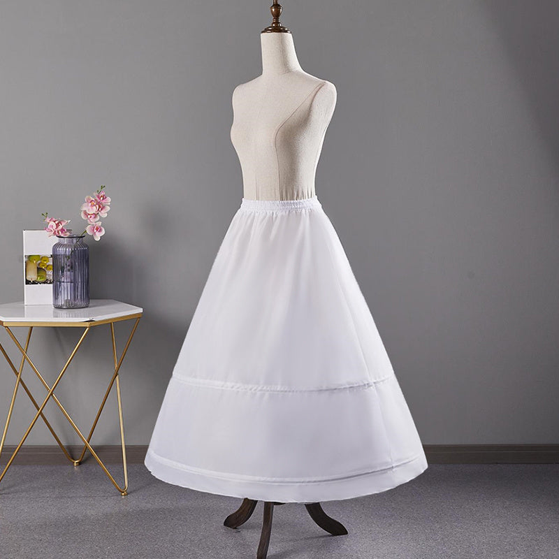 Women's Bridal Polyester Petticoat with 2 Hoops Adjustable Waist Lace-Up Back