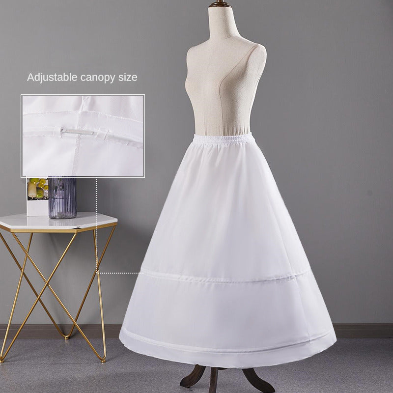 Women's Bridal Polyester Petticoat with 2 Hoops Adjustable Waist Lace-Up Back