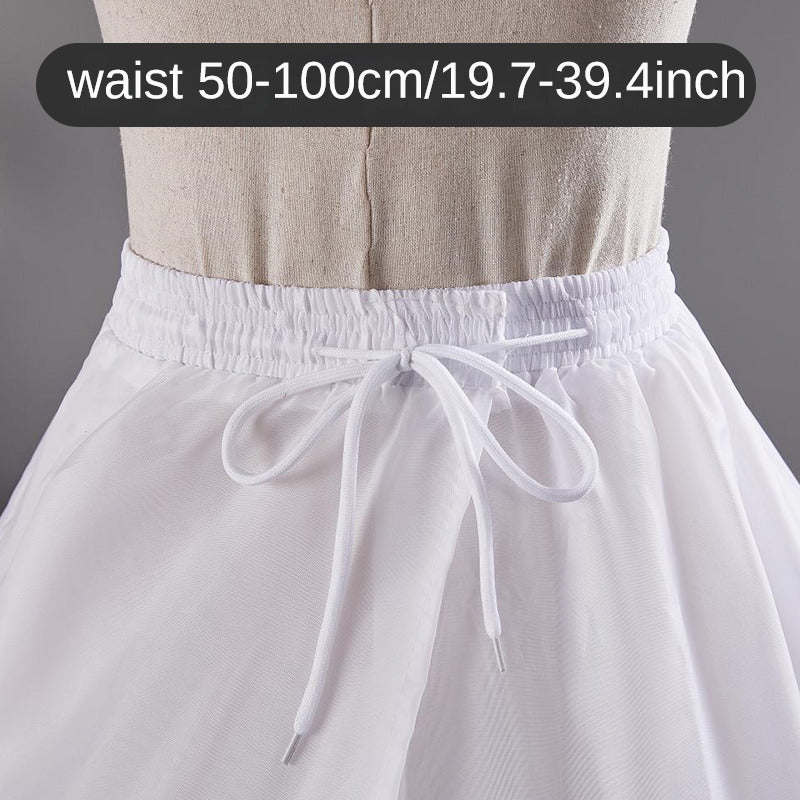 Women's Bridal Polyester Petticoat with 2 Hoops Adjustable Waist Lace-Up Back