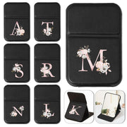 Personalized Pink Floral PU Leather Folding Makeup Mirror with Monogram and Stand