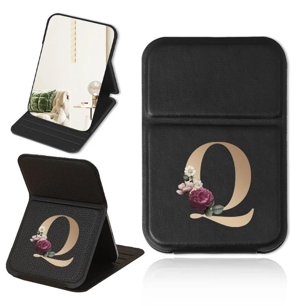 Faux Leather Makeup Mirror with Stand Portable Foldable Cosmetic Mirror for Travel and Gift