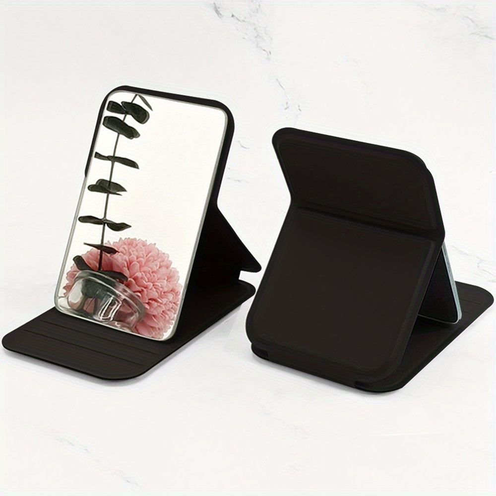 Faux Leather Makeup Mirror with Stand Portable Foldable Cosmetic Mirror for Travel and Gift