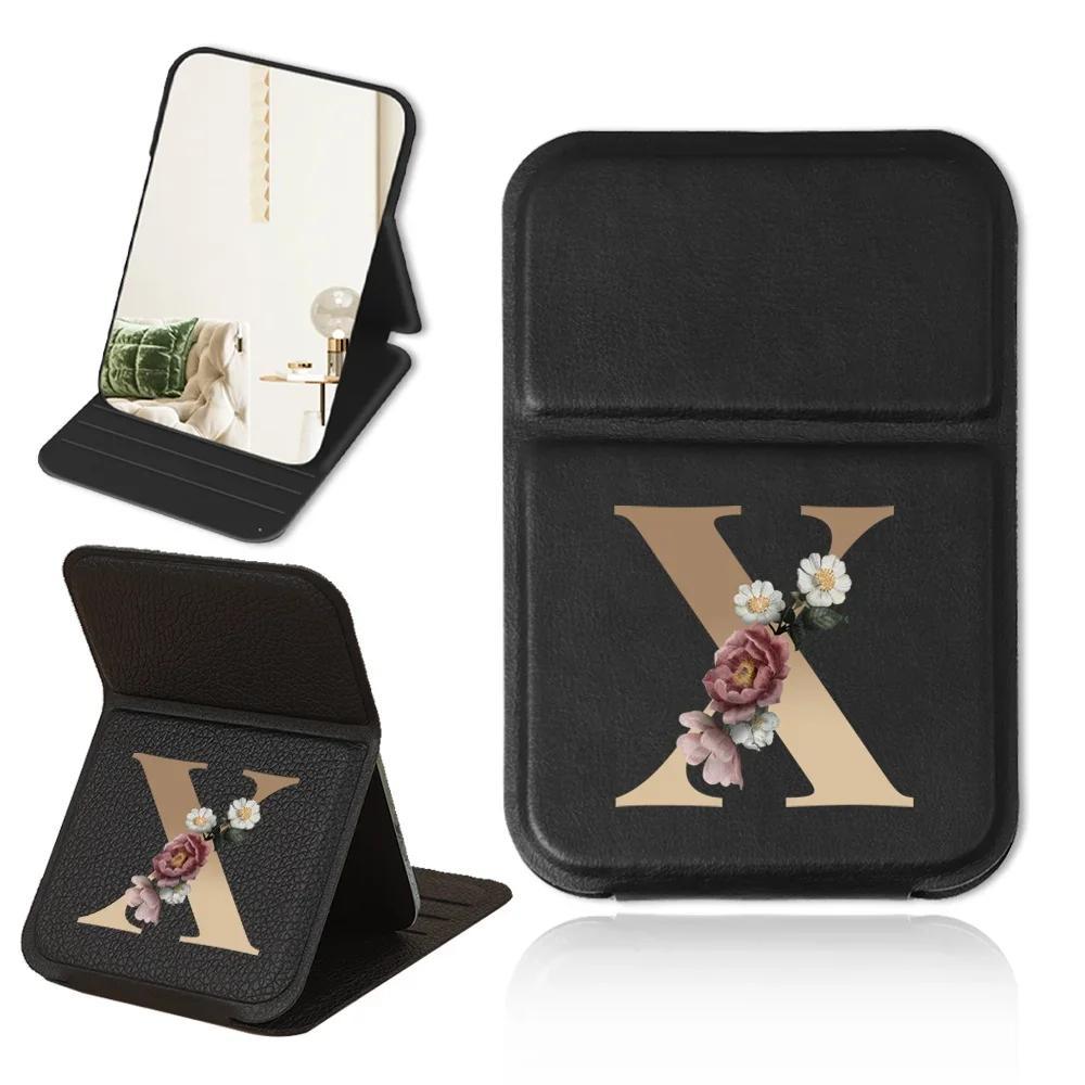 Faux Leather Makeup Mirror with Stand Portable Foldable Cosmetic Mirror for Travel and Gift