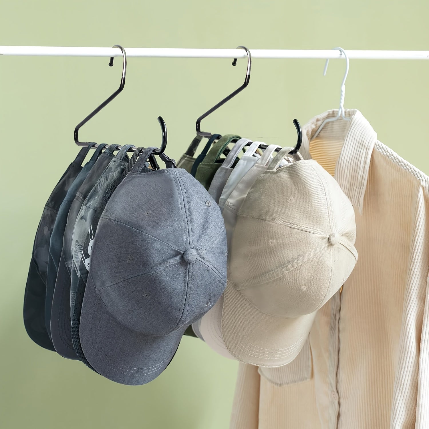 Black Two-Pack Hat Hangers for Wardrobe and Portable Storage