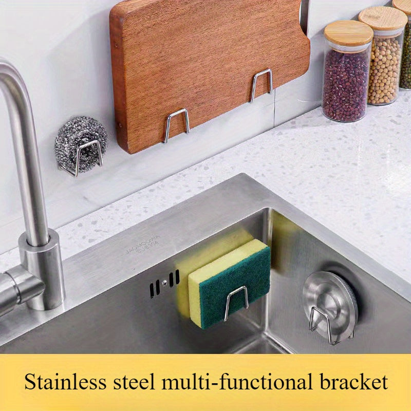 6-Piece Stainless Steel Kitchen Organizer Set Sink Area Storage Towel Rack Sponge Holder