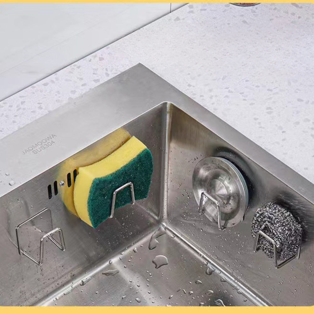 6-Piece Stainless Steel Kitchen Organizer Set Sink Area Storage Towel Rack Sponge Holder