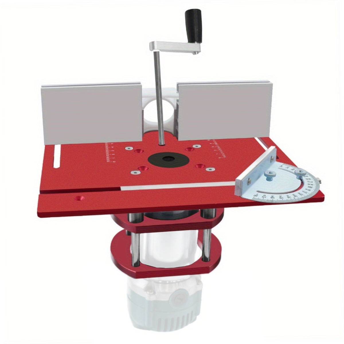 Aluminum Router Lift Kit for Woodworking with Table Insert Plate and Miter Gauge Guide