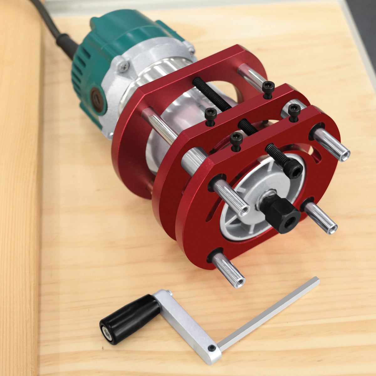 Aluminum Router Lift Kit for Woodworking with Table Insert Plate and Miter Gauge Guide