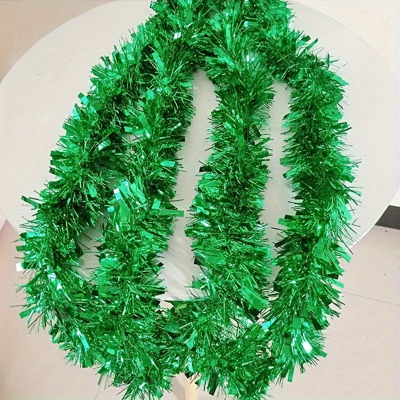 Paquete de 2 guirnaldas de plástico con tinsel para Navidad, decoración interior y exterior