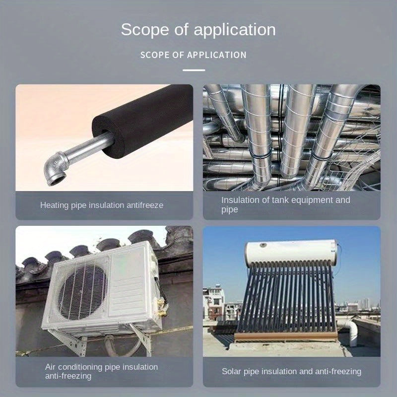 Водонепроницаемая черная трубка из губчатой резины длиной 170,69 см, предназначенная для использования в качестве теплоизоляционного трубчатого защитного кожуха в системах отопления, охлаждения и очистки воздуха.