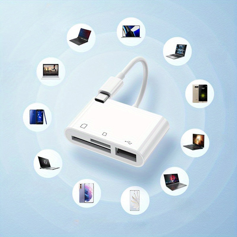 Lector de tarjetas SD USB-C 3 en 1, transferencia de datos de alta velocidad, compatible con MacBook, iPad Pro, Galaxy S10, Dell XPS