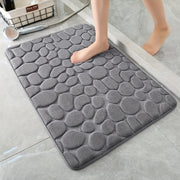 Alfombra de baño de terciopelo con relieve de adoquín, con espuma de memoria antideslizante y absorbente