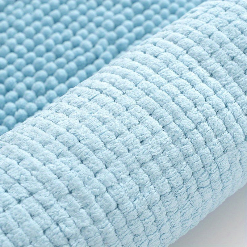 Роскошный шенилловый ковер для ванной комнаты, очень мягкий и нескользящий, с абсорбирующими плюшевыми волокнами. Этот прочный коврик можно стирать в стиральной машине, что делает его идеальным для душевых кабин, ванн и дверных проемов.