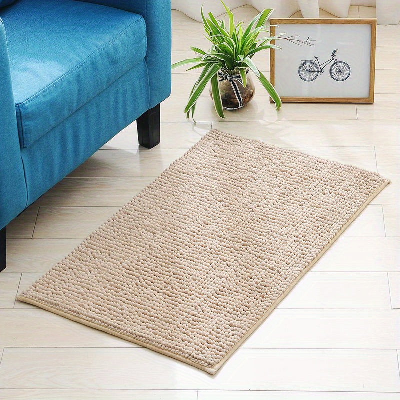 Роскошный шенилловый ковер для ванной комнаты, очень мягкий и нескользящий, с абсорбирующими плюшевыми волокнами. Этот прочный коврик можно стирать в стиральной машине, что делает его идеальным для душевых кабин, ванн и дверных проемов.