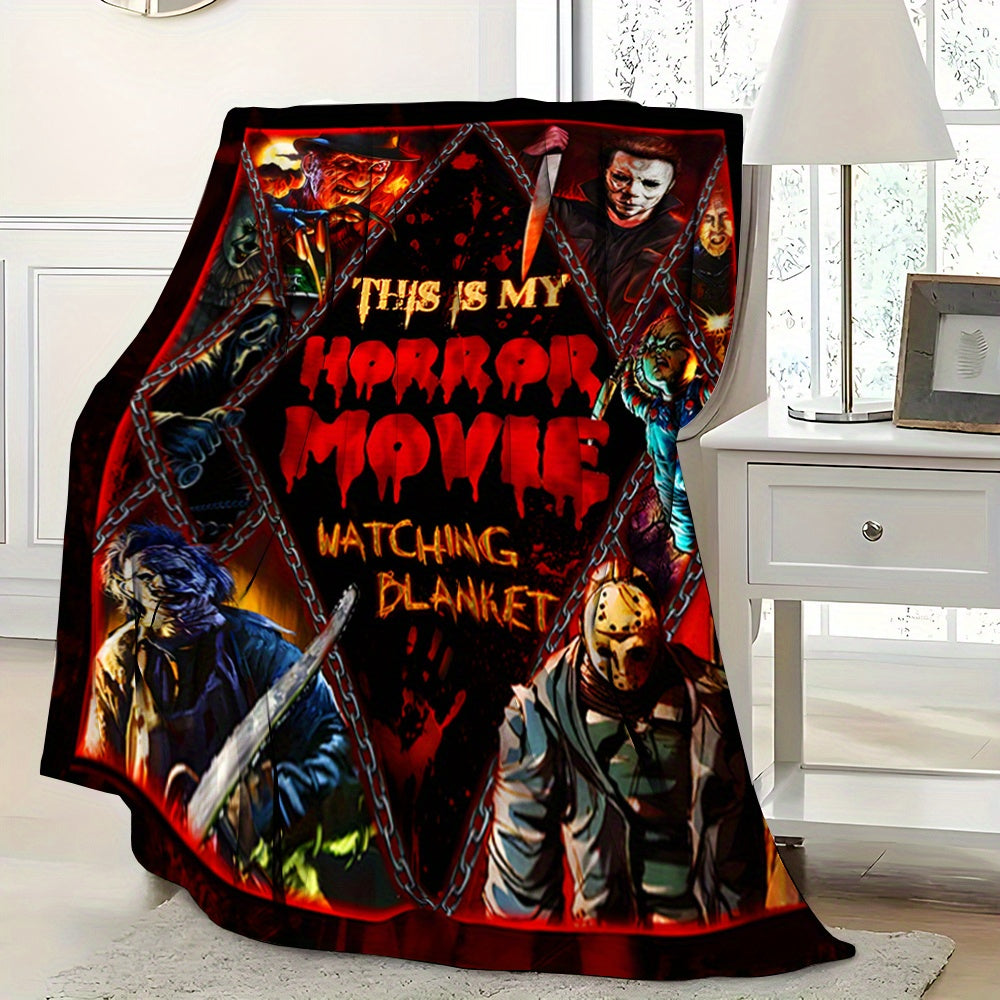 Horror Movie Blanket for Bed or Nap Creative Gift Cozy Throw Blanket