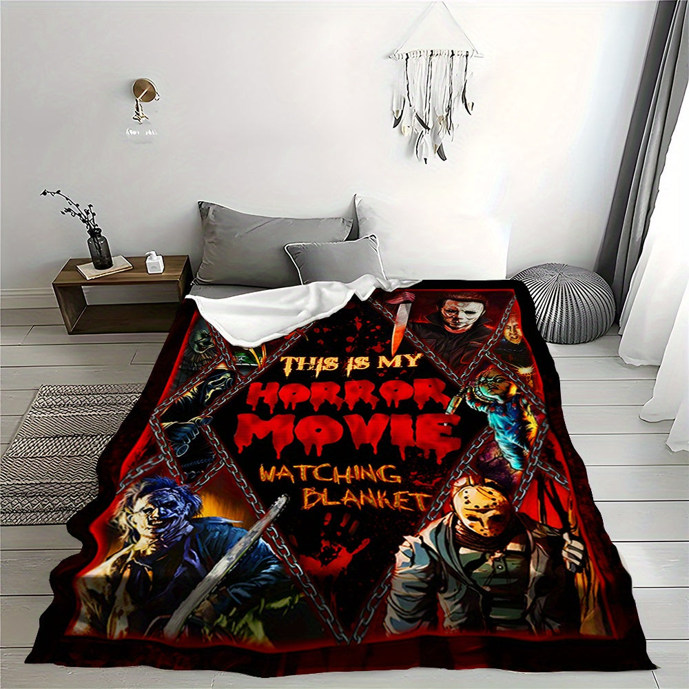 Horror Movie Blanket for Bed or Nap Creative Gift Cozy Throw Blanket