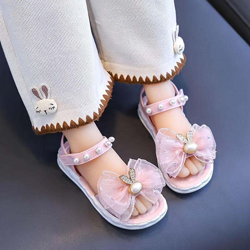 Girls Breathable PVC Sandals with Bows for Outdoor Activities Spring Summer