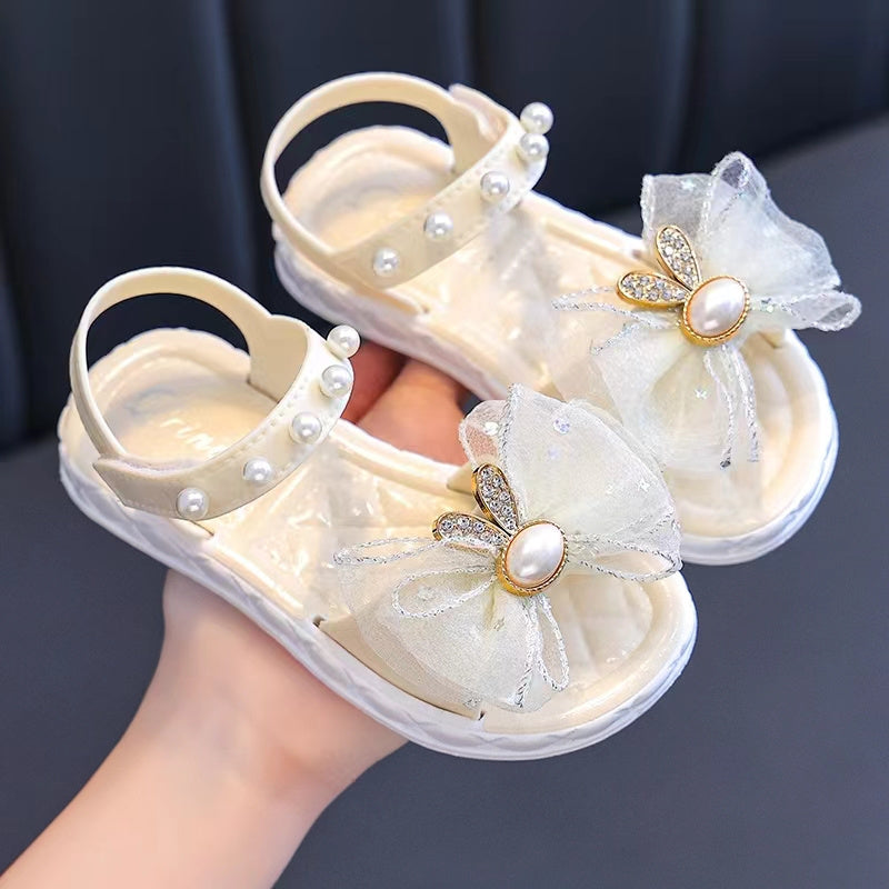 Girls Breathable PVC Sandals with Bows for Outdoor Activities Spring Summer