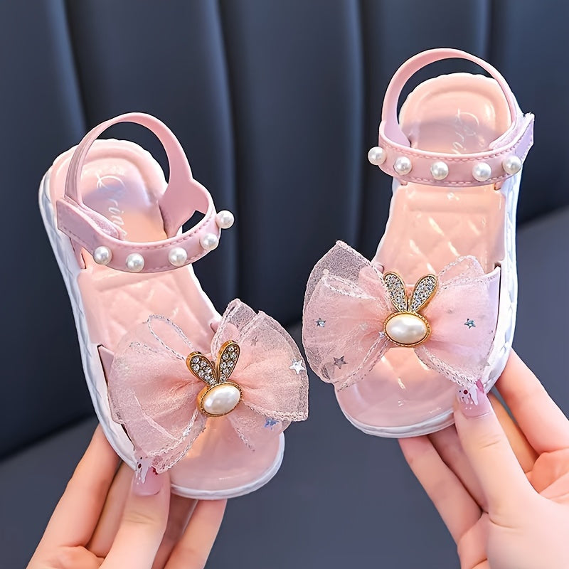 Girls Breathable PVC Sandals with Bows for Outdoor Activities Spring Summer