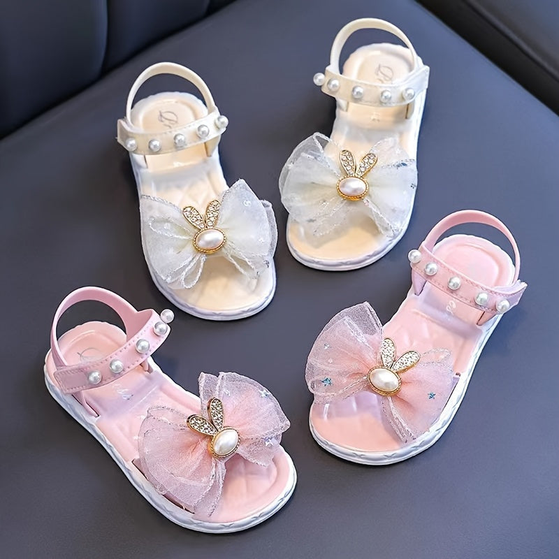 Girls Breathable PVC Sandals with Bows for Outdoor Activities Spring Summer